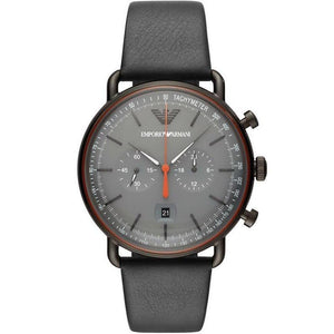 Buy Shop Emporio Armani Aviator Grey Dial Grey Leather Strap Watch For Men - AR11168 USA Online