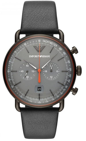 Buy Shop Emporio Armani Aviator Grey Dial Grey Leather Strap Watch For Men - AR11168 USA Online