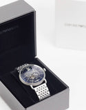Buy Shop Emporio Armani Aviator Multifunction Blue Dial Silver Mesh Bracelet Watch For Men - AR60024 USA Online