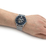 Buy Shop Emporio Armani Aviator Multifunction Blue Dial Silver Mesh Bracelet Watch For Men - AR60024 USA Online