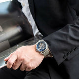 Buy Shop Emporio Armani Aviator Multifunction Blue Dial Silver Mesh Bracelet Watch For Men - AR60024 USA Online