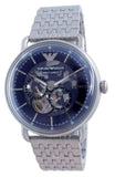 Buy Shop Emporio Armani Aviator Multifunction Blue Dial Silver Mesh Bracelet Watch For Men - AR60024 USA Online