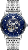 Buy Shop Emporio Armani Aviator Multifunction Blue Dial Silver Mesh Bracelet Watch For Men - AR60024 USA Online
