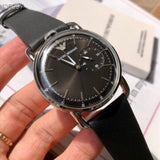 Buy Shop Emporio Armani Aviator Quartz Black Dial Black Leather Strap Watch For Men - AR11336 USA Online