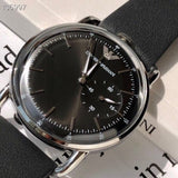 Buy Shop Emporio Armani Aviator Quartz Black Dial Black Leather Strap Watch For Men - AR11336 USA Online
