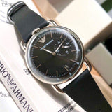 Buy Shop Emporio Armani Aviator Quartz Black Dial Black Leather Strap Watch For Men - AR11336 USA Online