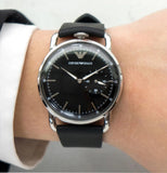 Buy Shop Emporio Armani Aviator Quartz Black Dial Black Leather Strap Watch For Men - AR11336 USA Online