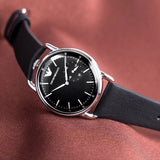Buy Shop Emporio Armani Aviator Quartz Black Dial Black Leather Strap Watch For Men - AR11336 USA Online