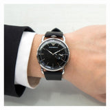 Buy Shop Emporio Armani Aviator Quartz Black Dial Black Leather Strap Watch For Men - AR11336 USA Online