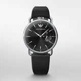 Buy Shop Emporio Armani Aviator Quartz Black Dial Black Leather Strap Watch For Men - AR11336 USA Online