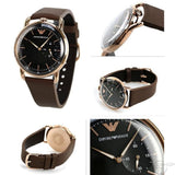 Buy Shop Emporio Armani Aviator Quartz Black Dial Brown Leather Strap Watch For Men - AR11337 USA Online