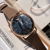 Buy Shop Emporio Armani Aviator Quartz Black Dial Brown Leather Strap Watch For Men - AR11337 USA Online