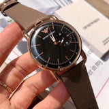 Buy Shop Emporio Armani Aviator Quartz Black Dial Brown Leather Strap Watch For Men - AR11337 USA Online