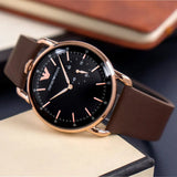 Buy Shop Emporio Armani Aviator Quartz Black Dial Brown Leather Strap Watch For Men - AR11337 USA Online