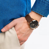 Buy Shop Emporio Armani Aviator Quartz Black Dial Brown Leather Strap Watch For Men - AR11337 USA Online