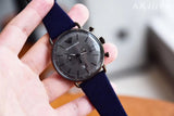 Buy Shop Emporio Armani Aviator Quartz Grey Dial Blue Fabric Strap Watch For Men - AR11144 USA Online