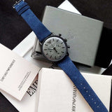 Buy Shop Emporio Armani Aviator Quartz Grey Dial Blue Fabric Strap Watch For Men - AR11144 USA Online