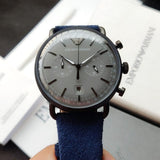 Buy Shop Emporio Armani Aviator Quartz Grey Dial Blue Fabric Strap Watch For Men - AR11144 USA Online