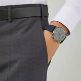 Buy Shop Emporio Armani Aviator Quartz Grey Dial Blue Fabric Strap Watch For Men - AR11144 USA Online