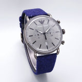Buy Shop Emporio Armani Aviator Quartz Grey Dial Blue Fabric Strap Watch For Men - AR11144 USA Online