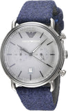 Buy Shop Emporio Armani Aviator Quartz Grey Dial Blue Fabric Strap Watch For Men - AR11144 USA Online