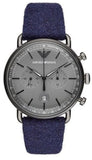 Buy Shop Emporio Armani Aviator Quartz Grey Dial Blue Fabric Strap Watch For Men - AR11144 USA Online