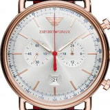 Buy Shop Emporio Armani Aviator Silver Dial Blue Leather Strap Watch For Men - AR11123 USA Online