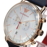 Buy Shop Emporio Armani Aviator Silver Dial Blue Leather Strap Watch For Men - AR11123 USA Online