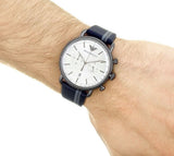 Buy Shop Emporio Armani Aviator Silver Dial Two Tone Leather Strap Watch for Men - AR11202 USA Online