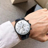 Buy Shop Emporio Armani Aviator Silver Dial Two Tone Leather Strap Watch for Men - AR11202 USA Online