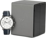 Buy Shop Emporio Armani Aviator Silver Dial Two Tone Leather Strap Watch for Men - AR11202 USA Online