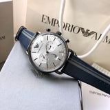 Buy Shop Emporio Armani Aviator Silver Dial Two Tone Leather Strap Watch for Men - AR11202 USA Online