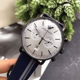 Buy Shop Emporio Armani Aviator Silver Dial Two Tone Leather Strap Watch for Men - AR11202 USA Online