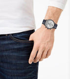 Buy Shop Emporio Armani Aviator Silver Dial Two Tone Leather Strap Watch for Men - AR11202 USA Online