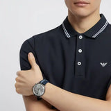 Buy Shop Emporio Armani Aviator Silver Dial Two Tone Leather Strap Watch for Men - AR11202 USA Online