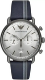 Buy Shop Emporio Armani Aviator Silver Dial Two Tone Leather Strap Watch for Men - AR11202 USA Online