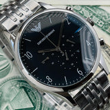 Buy Shop Emporio Armani Beta Chronograph Black Dial Steel Strap Watch For Men - AR1863 USA Online