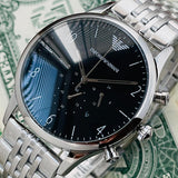 Buy Shop Emporio Armani Beta Chronograph Black Dial Steel Strap Watch For Men - AR1863 USA Online