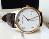 Buy Shop Emporio Armani Beta Chronograph White Dial Brown Leather Strap Watch For Men - AR1915 USA Online