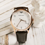 Buy Shop Emporio Armani Beta Chronograph White Dial Brown Leather Strap Watch For Men - AR1915 USA Online
