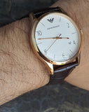 Buy Shop Emporio Armani Beta Chronograph White Dial Brown Leather Strap Watch For Men - AR1915 USA Online
