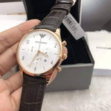 Buy Shop Emporio Armani Beta Chronograph White Dial Brown Leather Strap Watch For Men - AR1916 USA Online