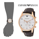 Buy Shop Emporio Armani Beta Chronograph White Dial Brown Leather Strap Watch For Men - AR1916 USA Online