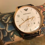 Buy Shop Emporio Armani Beta Chronograph White Dial Brown Leather Strap Watch For Men - AR1916 USA Online
