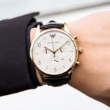Buy Shop Emporio Armani Beta Chronograph White Dial Brown Leather Strap Watch For Men - AR1916 USA Online