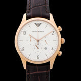 Buy Shop Emporio Armani Beta Chronograph White Dial Brown Leather Strap Watch For Men - AR1916 USA Online