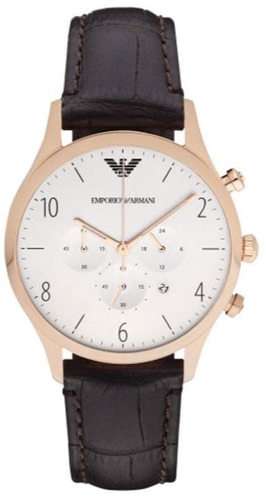 Buy Shop Emporio Armani Beta Chronograph White Dial Brown Leather Strap Watch For Men - AR1916 USA Online
