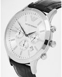 Buy Shop Emporio Armani Classic Chronograph Silver Dial Black Leather Strap Watch For Men - AR2432 USA Online