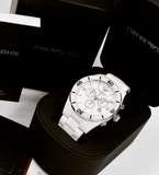 Buy Shop Emporio Armani Ceramic Chronograph White Dial White Ceramic Strap Watch For Men - AR1424 USA Online