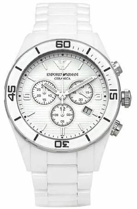 Buy Shop Emporio Armani Ceramic Chronograph White Dial White Ceramic Strap Watch For Men - AR1424 USA Online
